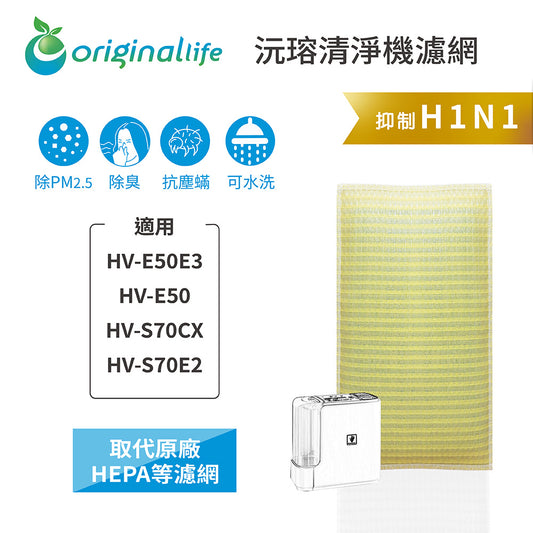 適用HV-E50E3、HV-E50、HV-S70CX、HV-S70E2 取代HEPA【Original Life沅瑢】 長效可水洗 超淨化空氣清新機濾網